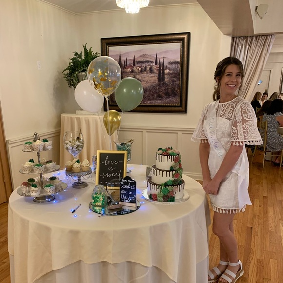 White patterned bridal shower dress worn once - Picture 4 of 5